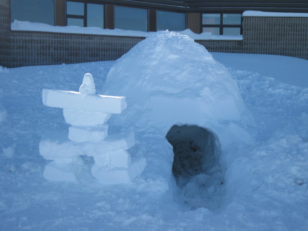 Igloo and inukshuk in the north.