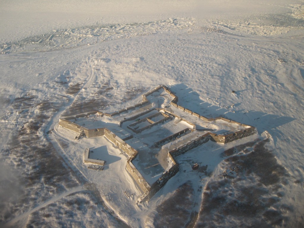 Snow covered Fort Prince of Wales. Karen Walker photo.