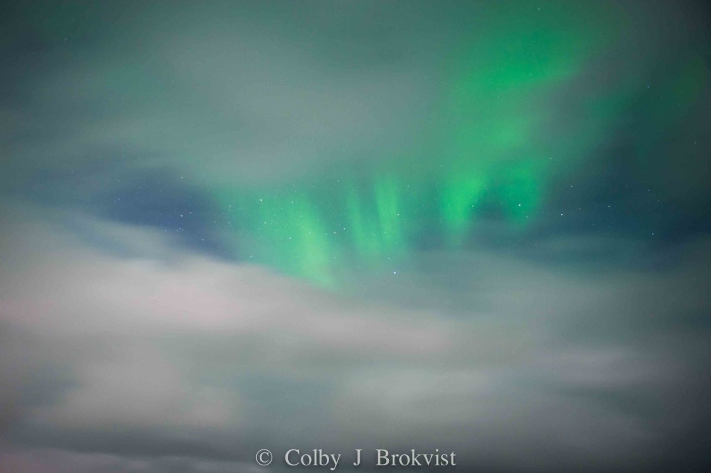 The aurora borealis in the night sky seen from Natural Habitat's Tundra Lodge in Churchill, Manitoba.