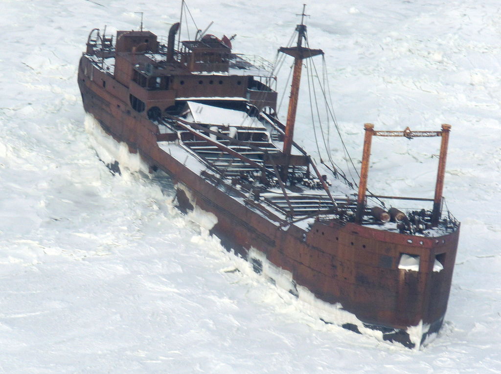 MV Ithaca shipwreck rests in Bird Cove in Churchill, Manitoba