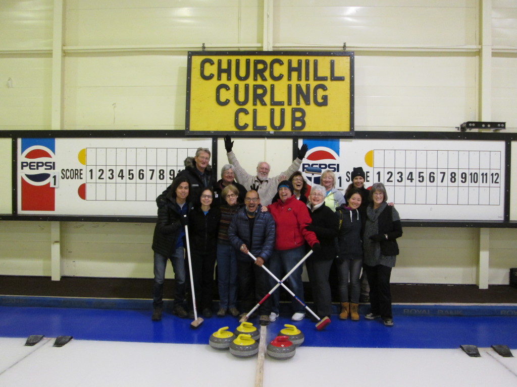 Churchill Curling club participants from Natural Habitat Adventures. Churchill, Manitoba.