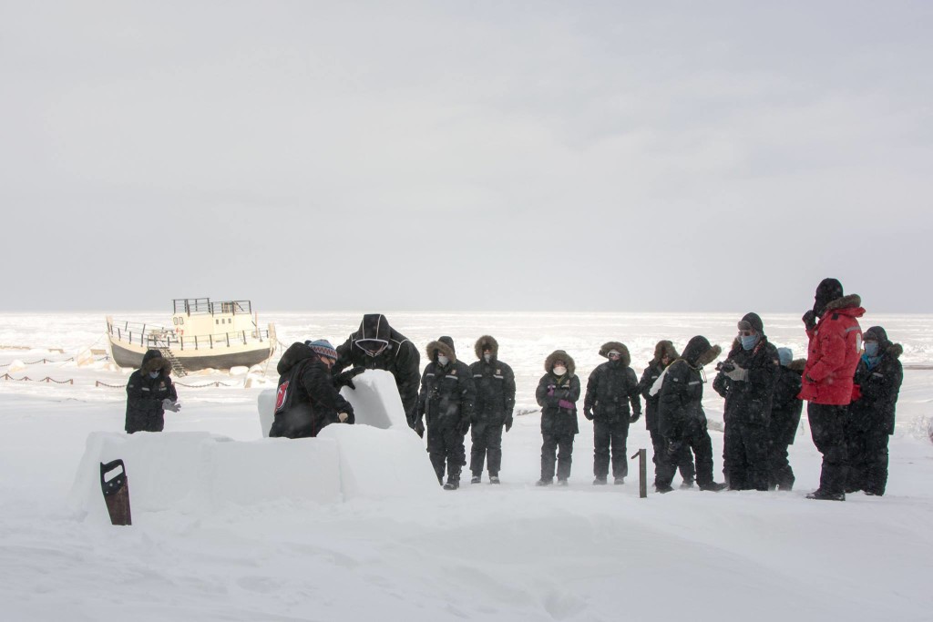 Churchill igloo building.