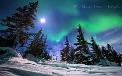 Magnificent Northern Lights Full Moon Photo