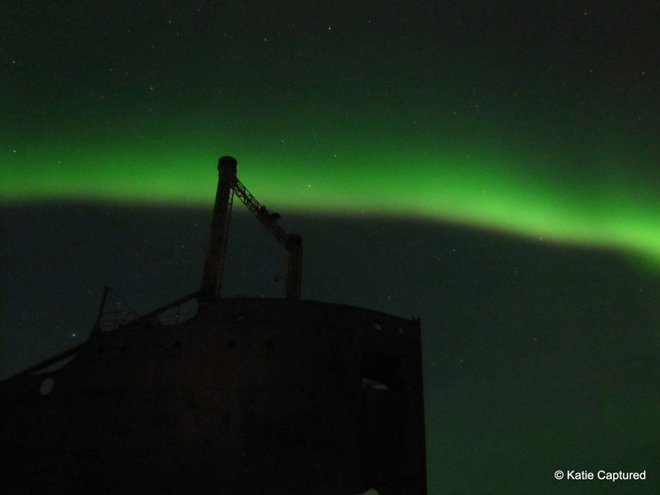MV Ithaca northern lights Churchill, Manitoba