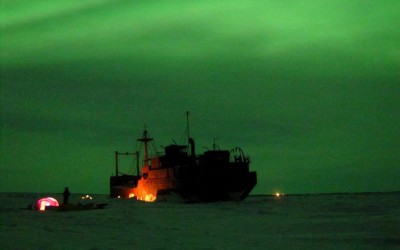 Haunting Ithaca Shipwreck Under Northern lights