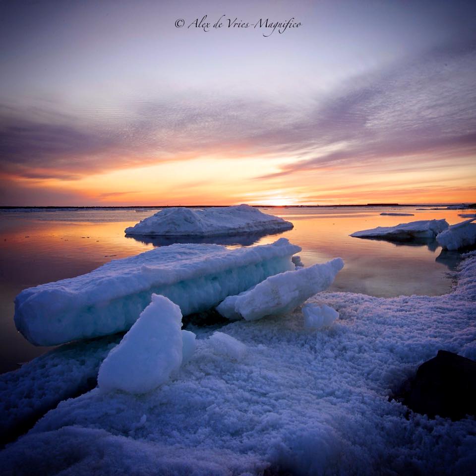 Churchill River with remnant ice - floes and Fort Prince of Wales on the horizon. Alex De Vries - Magnifico photo.
