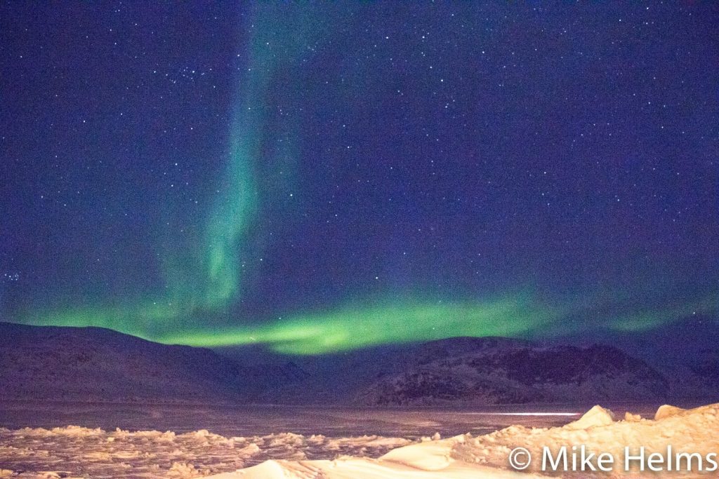 Northern lights over Pangnirtung, Nunavut