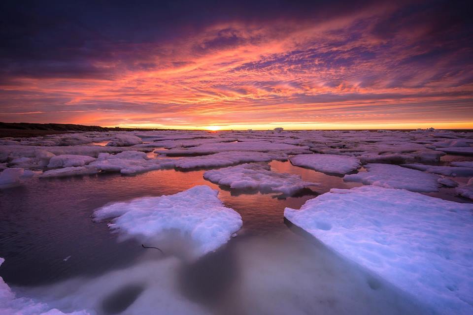 Churchill sunset and ice floes