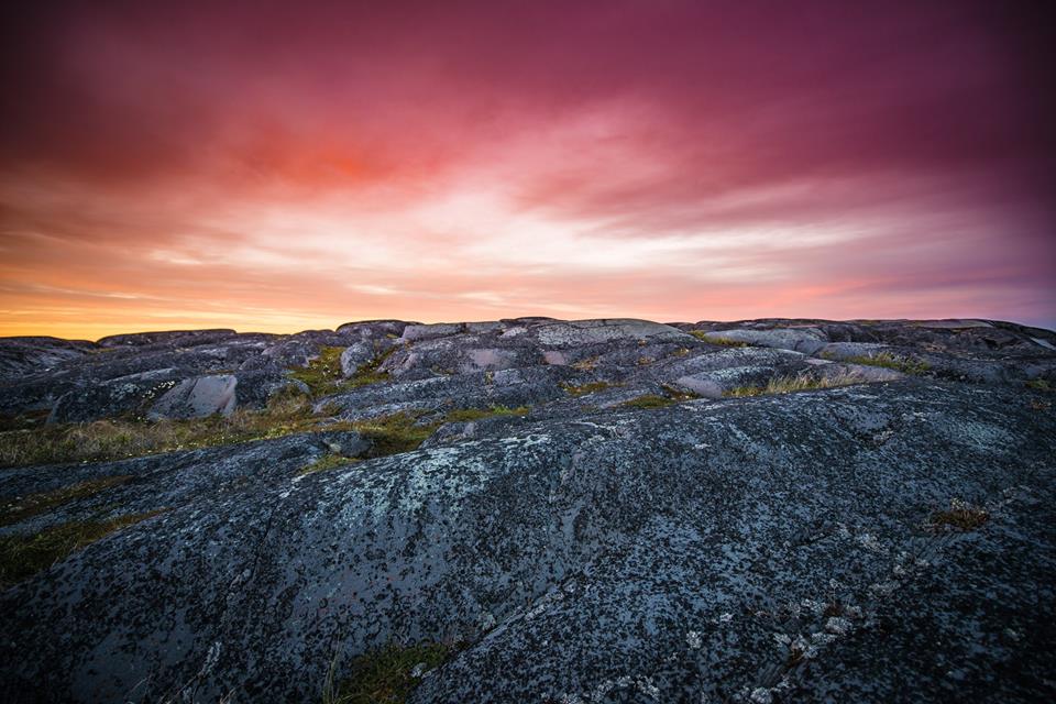 sunset over precambrian shield in Churchill
