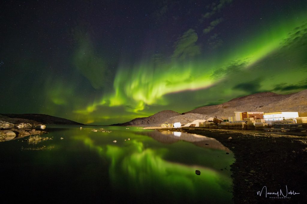 Northern lights over Ice Lake in Nunavut