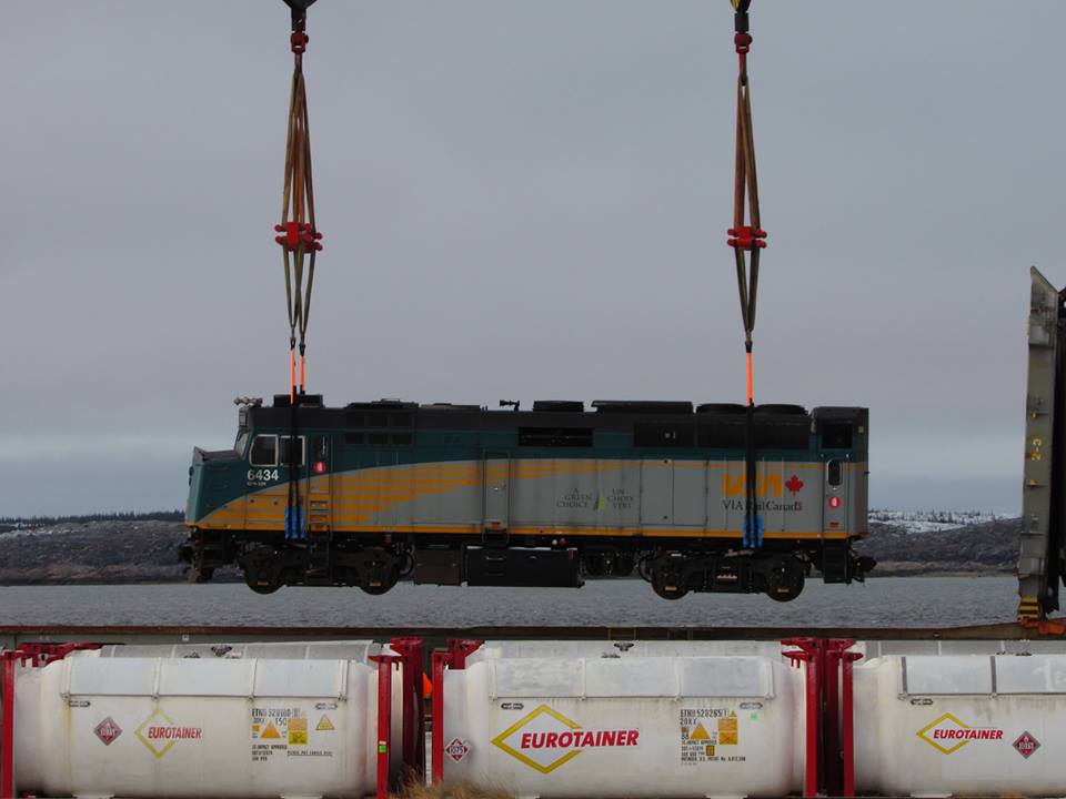 Via rail train engine at the port of Churchill.
